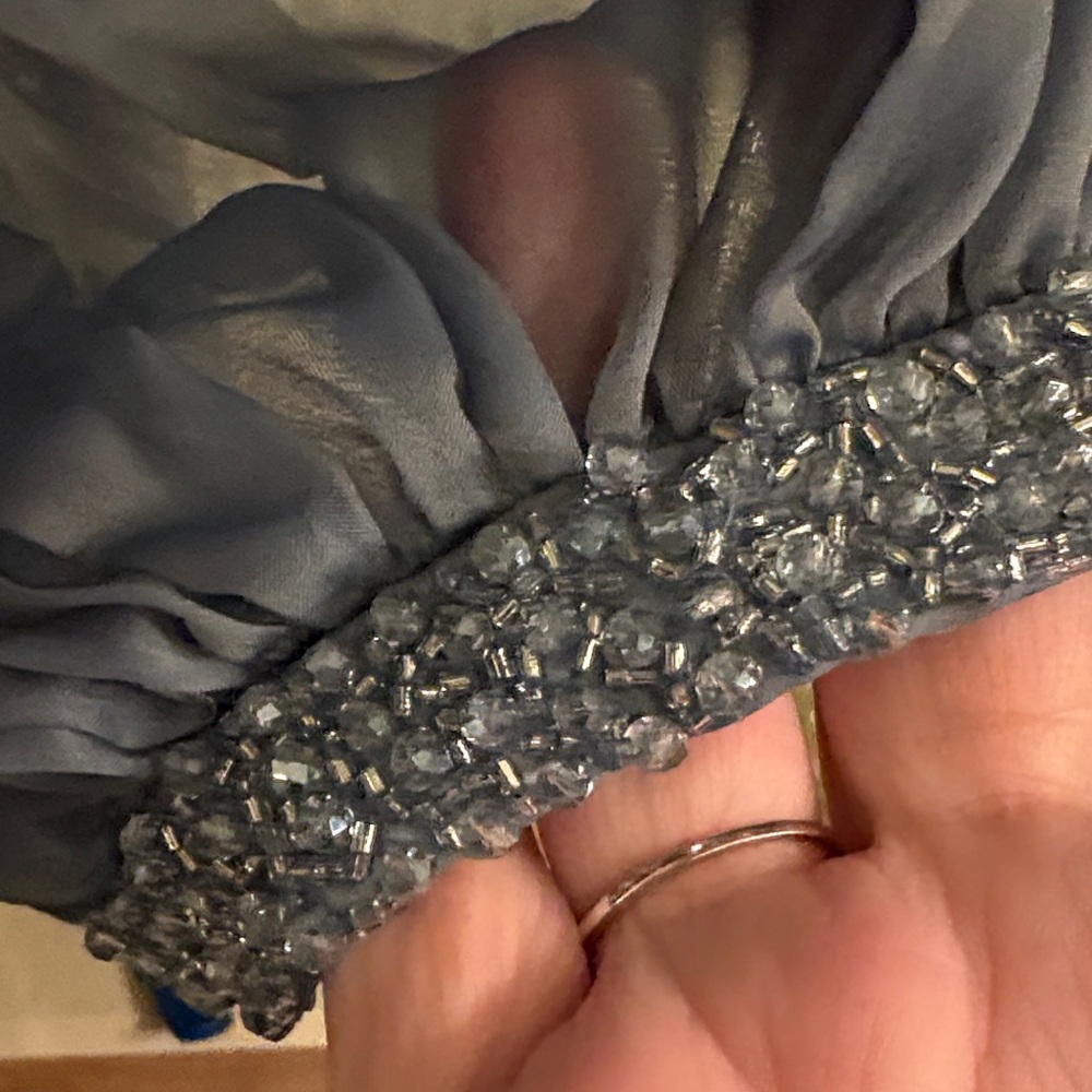 Mac Duggal Teal Maxi Dress with Slit - Picture 6 of 6